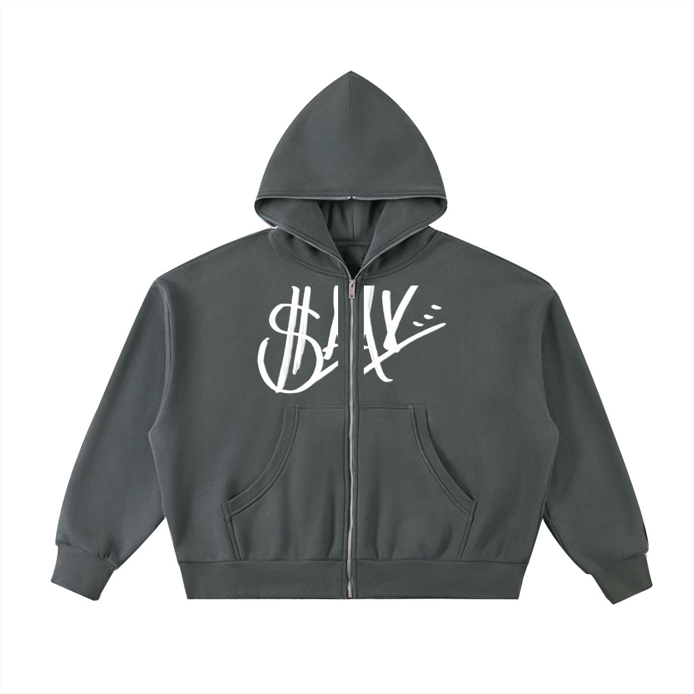 Fleeced Full-Zip Boxy Hoodie