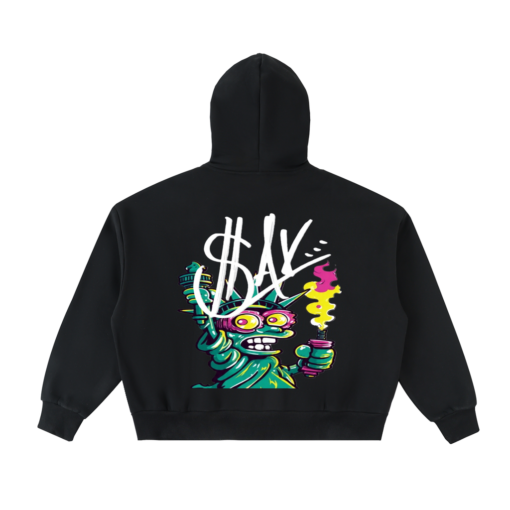 Fleeced Full-Zip Boxy Hoodie