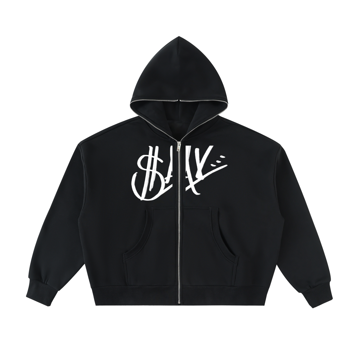 Fleeced Full-Zip Boxy Hoodie
