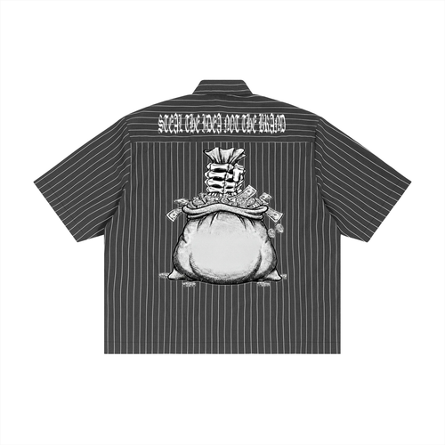 Unisex Striped Boxy Button-Up Shirt