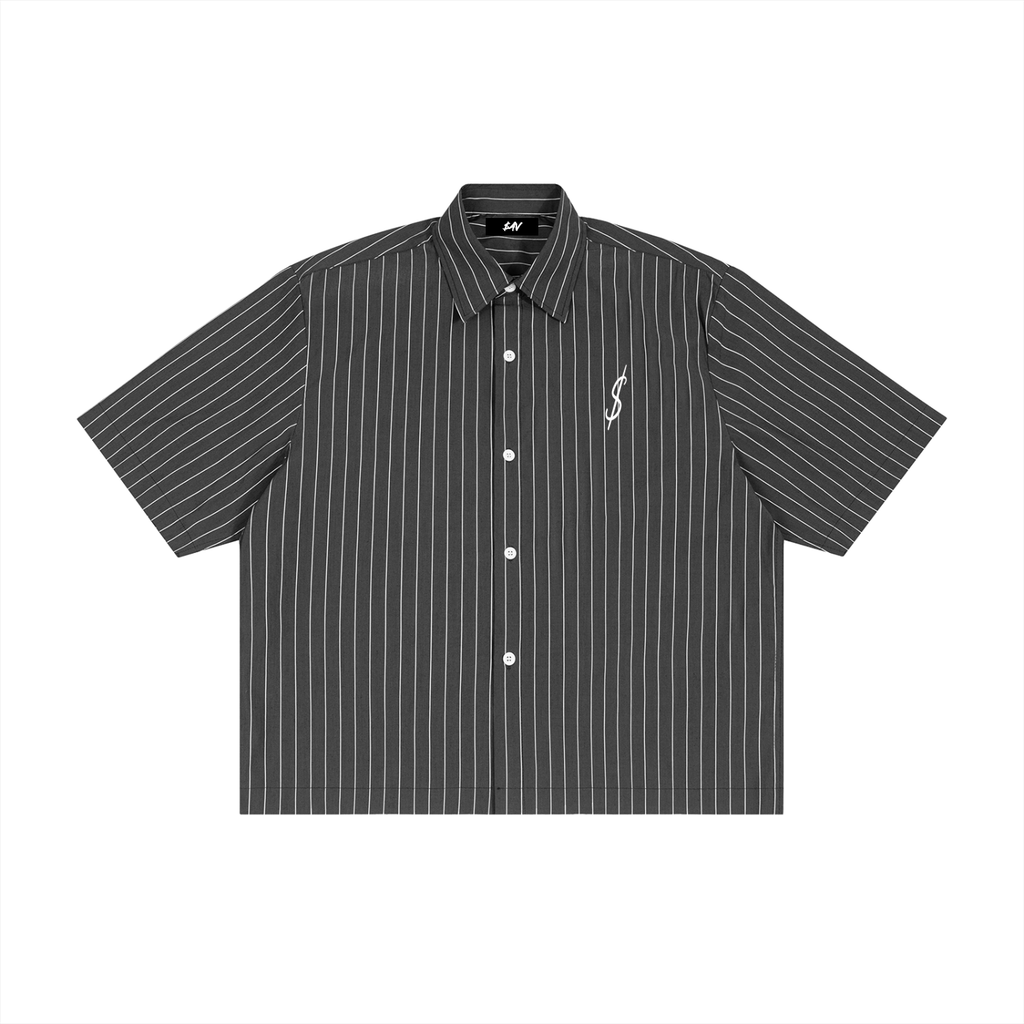 Unisex Striped Boxy Button-Up Shirt