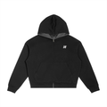 Contrast Plaid Boxy Zip Hoodie